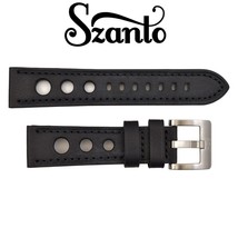 Genuine SZANTO 22mm Black Leather Watch Band Strap Model 3102 3103 Series 3100 - £42.45 GBP