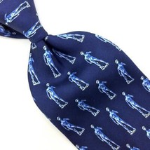 Tre E&#39; Preferito Italy Sky/Navy Blue Tie Silk Necktie Woman Statue Novelty #I22 - £12.41 GBP