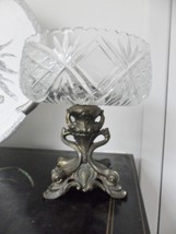 1970s Lovensky &amp; Lovenky L&amp;L WMC footed bowl, metal foot cut glass bowl ... - $130.67