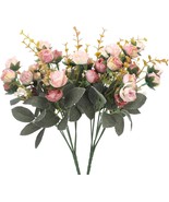 Pink, Duovlo 7 Branch, 21 Heads Artificial Flower Bouquet Mini Rose, Pac... - $23.06