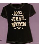 100% That Witch Women’s Halloween T-shirt Size 2XL Black &amp; White V-neck - $218.37 MXN