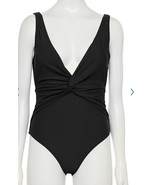 Nicole Miller Twist-Front Plunge One Piece Swimsuit Size Medium Color Black - $61.38 CAD