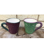 Vtg Fioriware Pressed Grapes Twisted Handles Mugs Cups Zanesville Ohio -... - $24.75