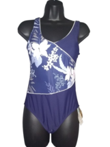 L LOVE Sexy Beauty Womens Blue Floral Lined Swimsuit Size L New - £12.97 GBP