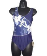 L LOVE Sexy Beauty Womens Blue Floral Lined Swimsuit Size L New - $16.82