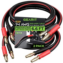 14 AWG Speaker Cable Wire with Banana Plugs 2 Pack 6.6 Feet 2 Meter 14Ga Gauge B - £37.15 GBP