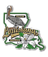 Louisiana State Bird and Flower Map Magnet by Classic Magnets, Collectible Souve - $4.79
