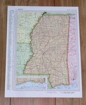 1958 Original Vintage Map Of Mississippi / Verso Minnesota Minneapolis - £13.41 GBP