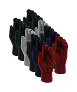 Men&#39;s Assorted Color Magic Warm Winter Knitted Stretch Gloves Pack of 12 - £21.73 GBP