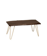 Carolina Seti Live Edge Coffee Table-Bench, Elm &amp; Gold - $4,227.27 MXN