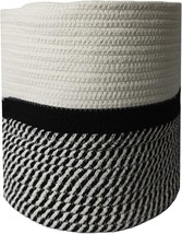 Omh Organize My Home Rope Plant Basket For Indoor (Small 9&quot; Round, Ivory/Black) - $35.92