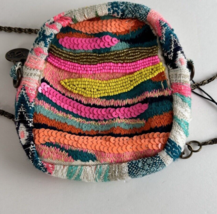 America &amp; Beyond Daphne Mini Backpack Beaded Bag W/ Chain Multi Color New - $39.04