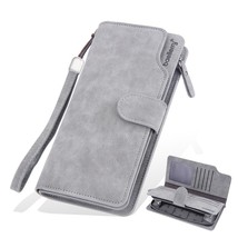  men wallets long hasp zipper multi card holder clutch purse high quality retro frosted thumb200