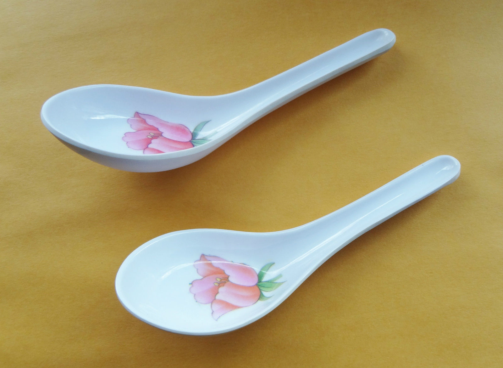 Spoon Rests Pair of Pink Tulip Plastic Floral Flower - $2.99