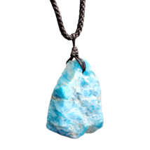 Apatite Crystal Blue Pendant Necklace Anti Anxiety Raw Stone Dream Real Gemstone - £8.55 GBP