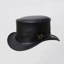 Marlow | Men&#39;s Leather Top Hat | Horn Hook Buckle Hatband 100% Genuine L... - £31.35 GBP+