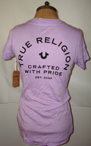New Womens Designer True Religion Jeans Beaded Purple Lavender Top S Logo SS USA - £25.44 GBP