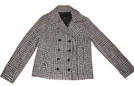 Banana Republic Womens Coat Black White Houndstooth Pea Coat Wool Blend Size  M - $44.53