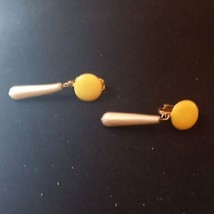 Vintage dangling faux pearl and yellow clip on earrings - $9.00