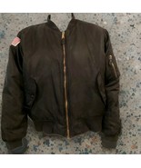 USAF MA 1 Flight Jacket Men L Black Orange Reversible Flag Patch Vintage... - $89.26