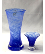 NEW DANSK 21oz Water Pitcher &amp; Cup BLUEBERRY TWIST Blue Crystal - NO HOT... - $28.58