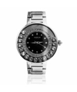 Matashi Crystal 18K White Gold Plated Women&#39;s Watch with Black Face - $270.97 CAD