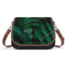 Mondxflaur Green Leaf Messenger Bag for Women PU Leather Crossbody Bag School - £21.70 GBP