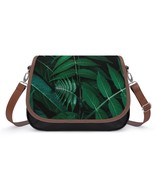 Mondxflaur Green Leaf Messenger Bag for Women PU Leather Crossbody Bag S... - $37.03 CAD