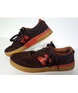 New Balance Numeric Sports Shoes Size 6 Brown Suede Lace Up Orange Trim - $24.74