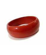 Vtg Mod Rust / Terracotta Colored Chunky Plastic Bracelet 1&quot; Wide Reddis... - £11.01 GBP