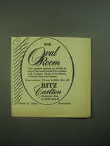 1945 Ritz Carlton Hotel Ad - The Oval Room - $18.49
