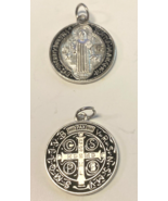 Saint Benedict Black &amp; Silver tone Medal,  New#MD-007 - $73.06 MXN