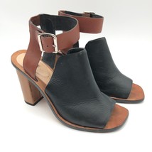 Loeffler Randall Maisy Colorblock Leather Sandal Block Heel Black Brown Size 7 - £35.19 GBP