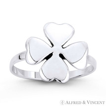 Irish Shamrock 4-Leaf Clover Heart Celtic Luck Charm Ring in 925 Sterling Silver - £15.86 GBP