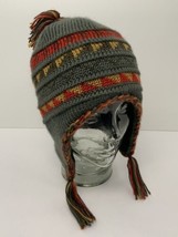 Broner Winter Hat Ear Flaps Beanie Tassles Green Red Gold Fleece Lined E... - £15.75 GBP