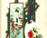 A Right Jolly Christmas Xmas Cabin Scene Poinsettia Blossoms 1916 Postca... - $6.88