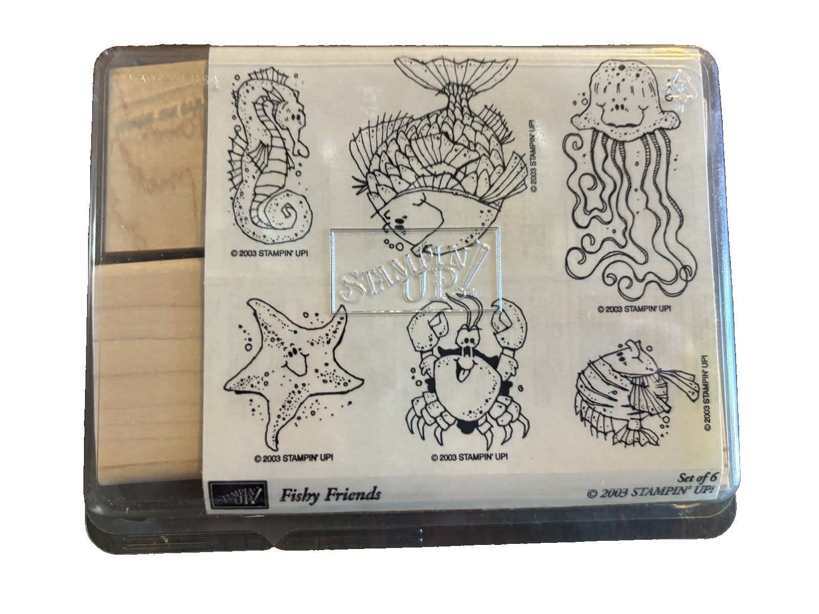 2003 Stampin Up Set Of 6 Fishy Friends Unmounted Rubber Stamps Crafts Scrapbook - $17.63