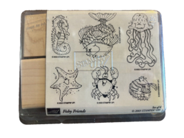 2003 Stampin Up Set Of 6 Fishy Friends Unmounted Rubber Stamps Crafts Sc... - $17.63