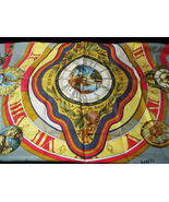 Vintage Hermes La Ronde Des Heures 100% Silk Scarf 35 Inches Square Roll... - $550.00