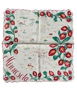Vintage Handkerchief Hankie Mid Century Minnesota State Map 14&quot; Scalloped - $19.19 CAD