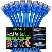 Cat 6 Ethernet Cable ft 10 Pack Cat6 Patch Cable Network Internet Blue Feet For  - £40.87 GBP