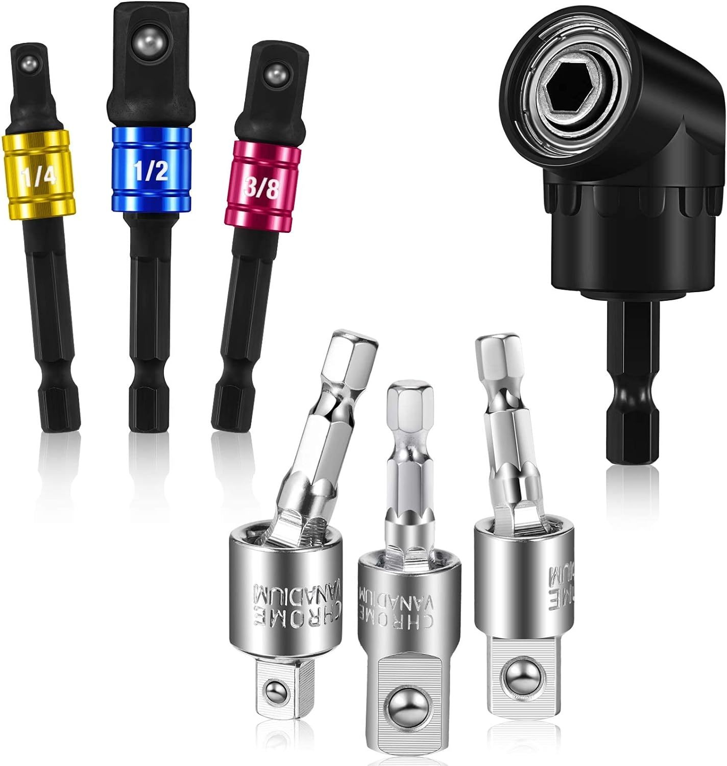 7 Pcs Impact Drill Sockets Adapter Drill Bit Adapter Set, 3 Hex Shanks S... - $29.99