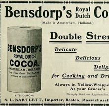1904 Bensdorp&#39;s Double Dutch Cocoa Advertisement Baking Ephemera 4.75 x ... - £10.15 GBP