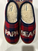 Dearfoams Papa Bear Memory Foam Slippers Plaid Size Small (7-8) Blue Red NEW - £3.86 GBP
