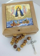 Rosary Box - Bethlehem Olive Wood (Caridad del Cobre Caja para Rosario d... - $28.71