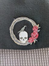 Embroidered skull beanie. goth beanie, bird beanie, skull hat, goth hat,... - $24.99