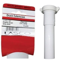 Slip Joint Drain Extension 1-1/2&#39;&#39; x 12&#39;&#39; w/Nut &amp; Washer, Plastic, LASCO... - $0.99
