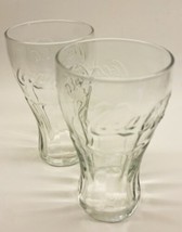 Coca Cola Drinking Glasses  Embossed Clear Glass Cola Bottle Shaped Lot ... - $9.37