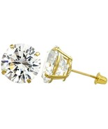 2 ct. Moissanite Stud Screw Back Earrings - 14k Yellow Gold - Sparkling - $141.67