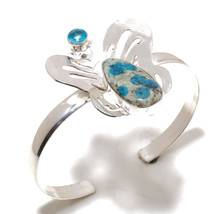 K2 Azurite London Blue Topaz Gemstone Handmade Jewelry Bangle Adjustable SA 212 - £5.97 GBP